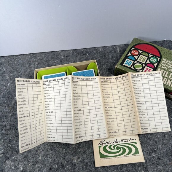VTG 1962 Mille Bornes French Card Game Parker Brothers Complete Blank Score Card - Picture 4 of 13